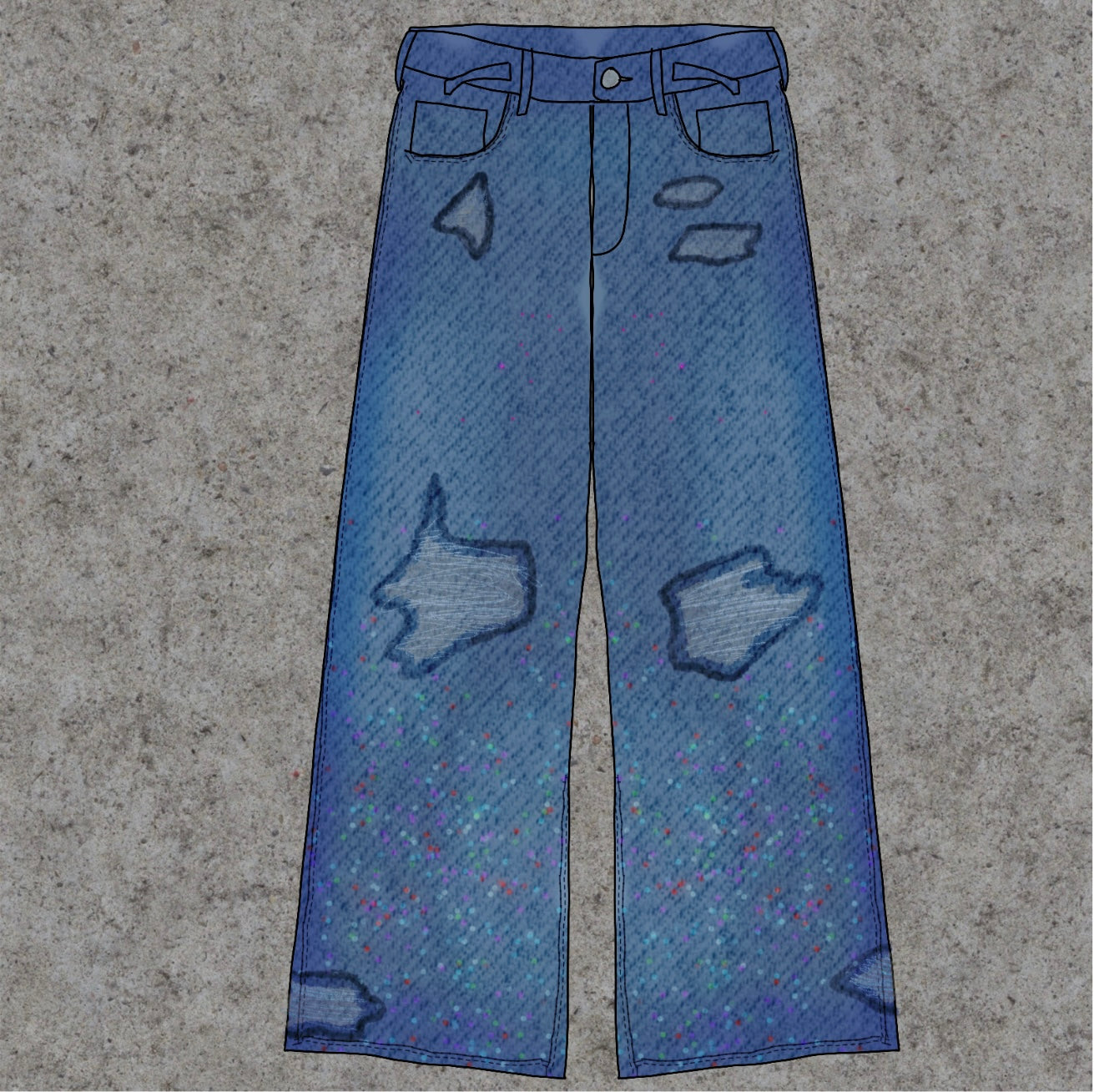 Blue Rhinestone Denim